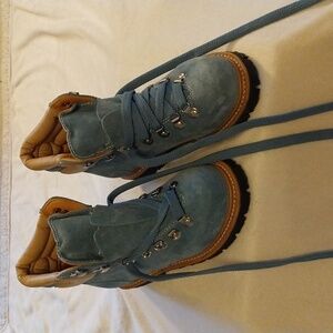Women's Suede Hiking Boots, Blue, Size 6.5